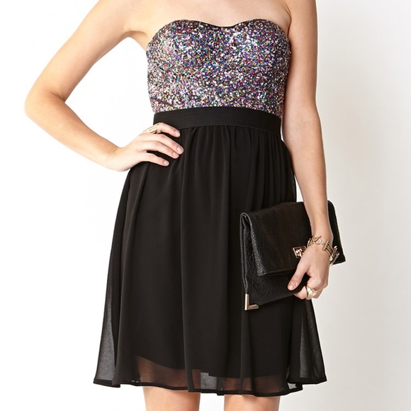 NWT Forever 21 Disco Doll Strapless Dress - Picture 1 of 8